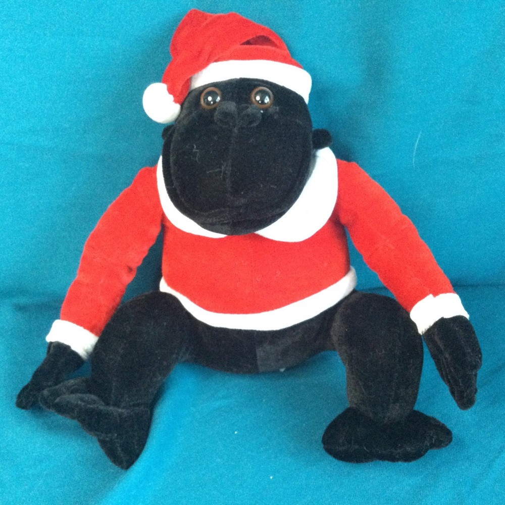 Peek A Boo Christmas Gorilla Plush Santa Suit 12"